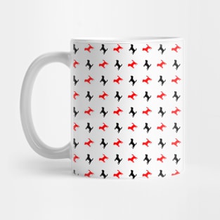 Dog Silhouette Pattern Red & Black Mug